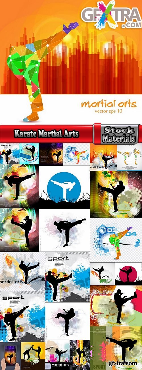 Karate Martial Arts Collection of shock technique foot vector picture flyer banner 25 EPS