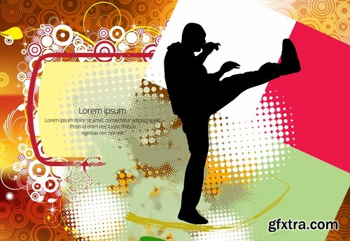 Karate Martial Arts Collection of shock technique foot vector picture flyer banner 25 EPS