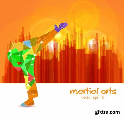 Karate Martial Arts Collection of shock technique foot vector picture flyer banner 25 EPS