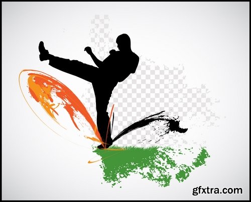 Karate Martial Arts Collection of shock technique foot vector picture flyer banner 25 EPS