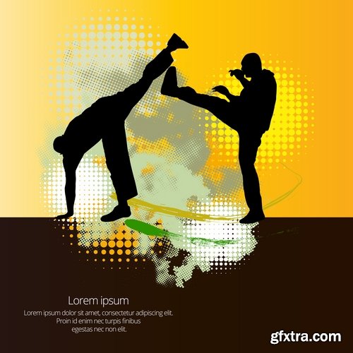 Karate Martial Arts Collection of shock technique foot vector picture flyer banner 25 EPS