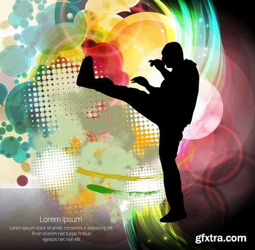 Karate Martial Arts Collection of shock technique foot vector picture flyer banner 25 EPS