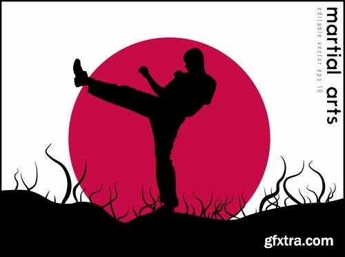 Karate Martial Arts Collection of shock technique foot vector picture flyer banner 25 EPS