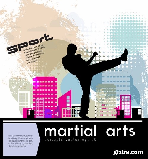 Karate Martial Arts Collection of shock technique foot vector picture flyer banner 25 EPS