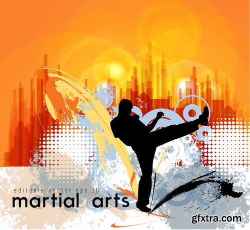 Karate Martial Arts Collection of shock technique foot vector picture flyer banner 25 EPS