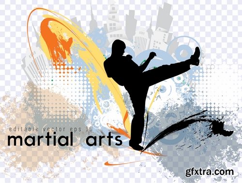 Karate Martial Arts Collection of shock technique foot vector picture flyer banner 25 EPS