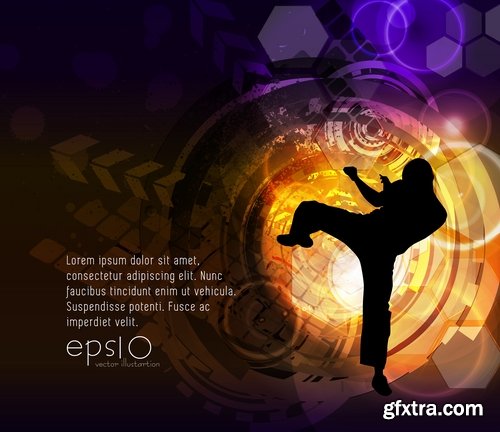 Karate Martial Arts Collection of shock technique foot vector picture flyer banner 25 EPS