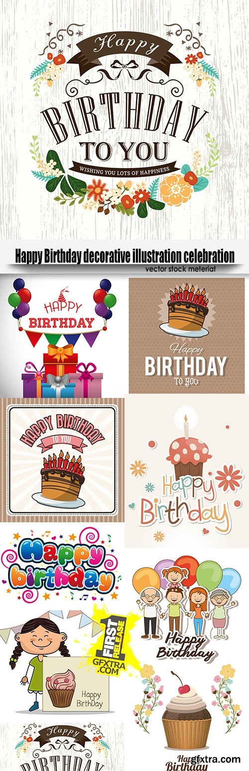 Happy Birthday decorative illustration celebration