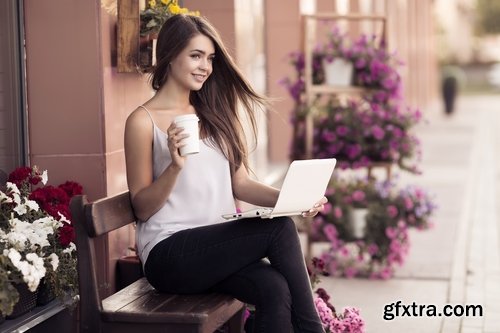 Collection of business woman girl woman working on a laptop computer 25 HQ Jpeg