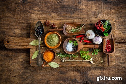 Colorful Spices on Wooden Table - 19xUHQ JPEG