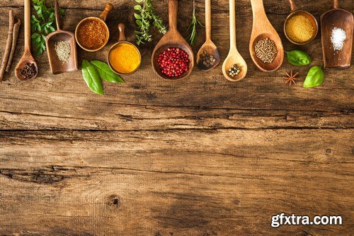 Colorful Spices on Wooden Table - 19xUHQ JPEG