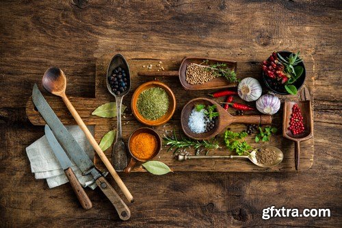 Colorful Spices on Wooden Table - 19xUHQ JPEG