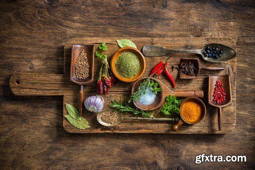 Colorful Spices on Wooden Table - 19xUHQ JPEG