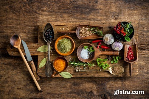 Colorful Spices on Wooden Table - 19xUHQ JPEG