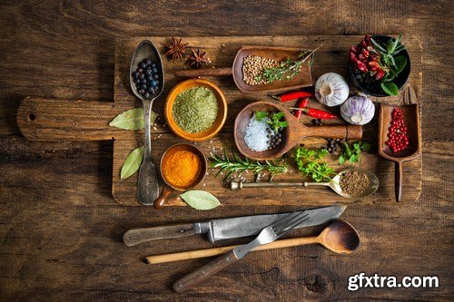 Colorful Spices on Wooden Table - 19xUHQ JPEG