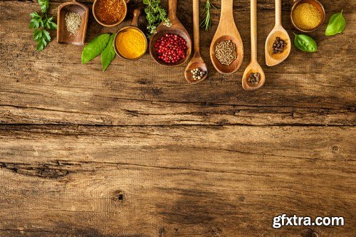 Colorful Spices on Wooden Table - 19xUHQ JPEG