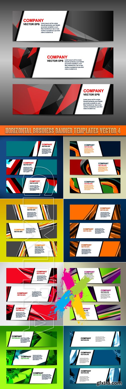 Horizontal business banner templates vector 4