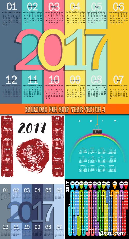 Calendar for 2017 year vector 4