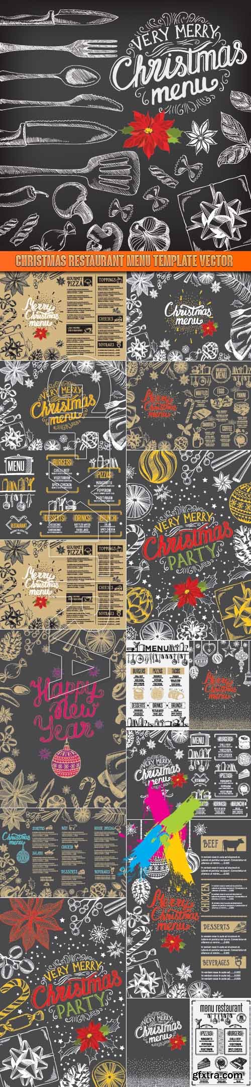 Christmas restaurant menu template vector