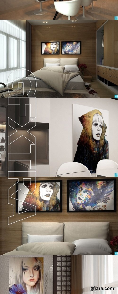 Interior With Poster Frames Mockup Vol1