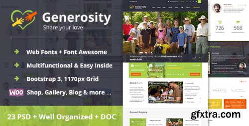 ThemeForest - Generosity - Charity/Nonprofit PSD Template 10329708