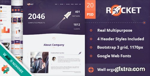 ThemeForest - Rocket - Creative Multipurpose PSD Template 9895951