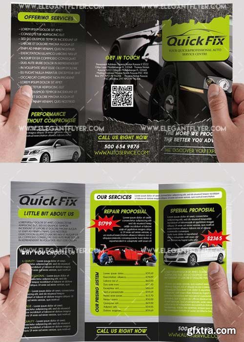 Auto services V4 Premium Tri-Fold PSD Brochure Template