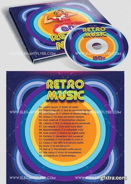 Retro Music V2 Premium CD&DVD cover PSD Template