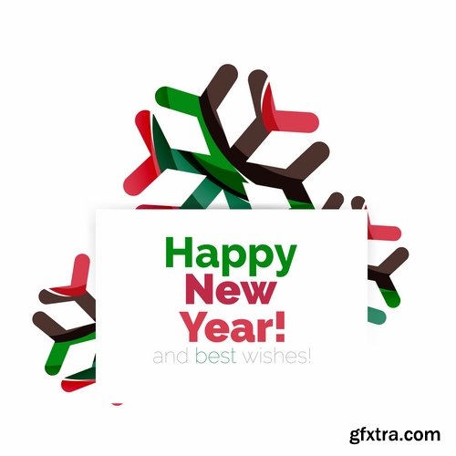 Collection of New Year 2017 logo sticker snowflake Christmas tree sale discount 25 EPS