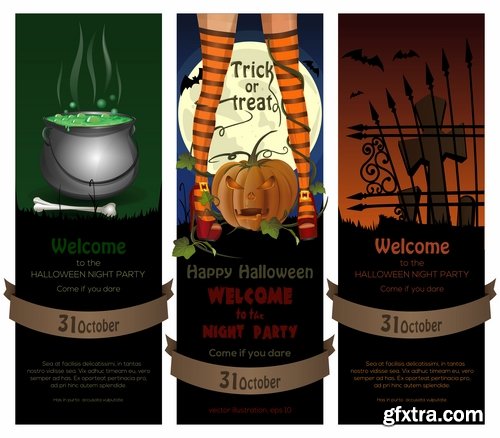 Collection of halloween pumpkin Thanksgiving autumn festival flyer banner invitation card 25 EPS