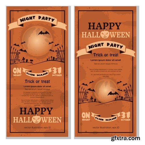 Collection of halloween pumpkin Thanksgiving autumn festival flyer banner invitation card 25 EPS