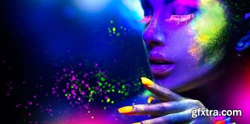 Collection of ultraviolet girl woman in fluorescent paint body painting 25 HQ Jpeg