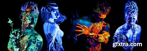 Collection of ultraviolet girl woman in fluorescent paint body painting 25 HQ Jpeg