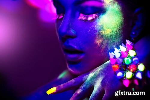 Collection of ultraviolet girl woman in fluorescent paint body painting 25 HQ Jpeg