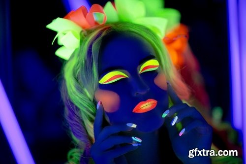 Collection of ultraviolet girl woman in fluorescent paint body painting 25 HQ Jpeg