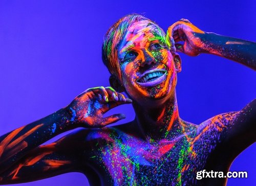 Collection of ultraviolet girl woman in fluorescent paint body painting 25 HQ Jpeg