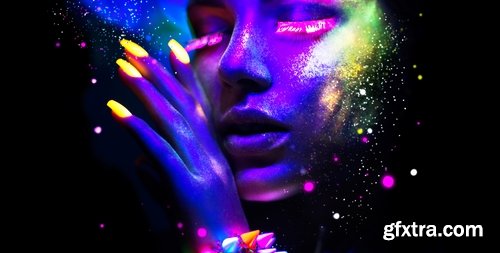 Collection of ultraviolet girl woman in fluorescent paint body painting 25 HQ Jpeg