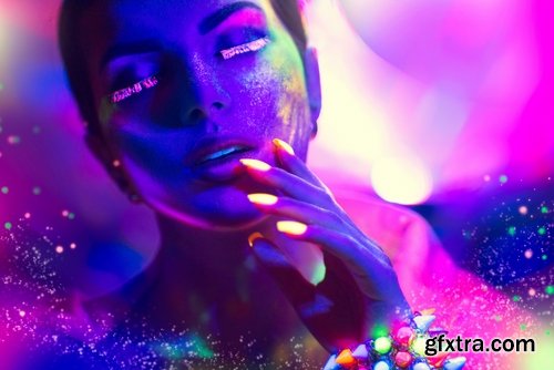 Collection of ultraviolet girl woman in fluorescent paint body painting 25 HQ Jpeg