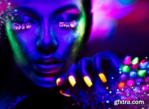 Collection of ultraviolet girl woman in fluorescent paint body painting 25 HQ Jpeg