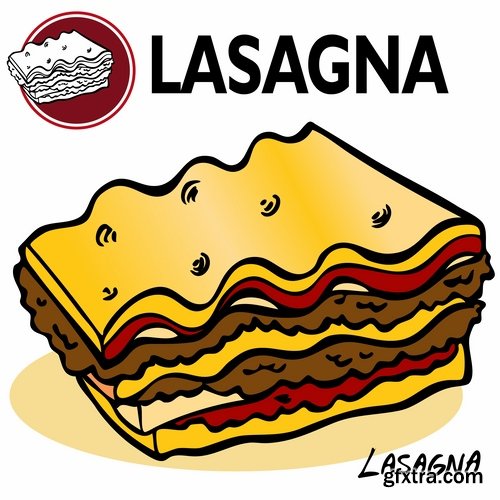 Collection of Italian food lasagna meal sticker icon vector image 25 EPS