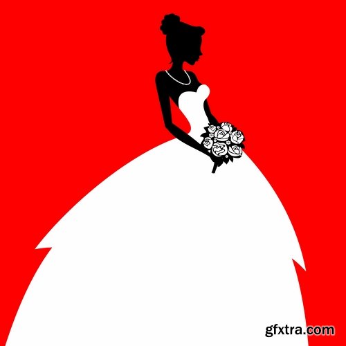 Collection of wedding dress the bride groom invitation card postcard cover a template 25 EPS