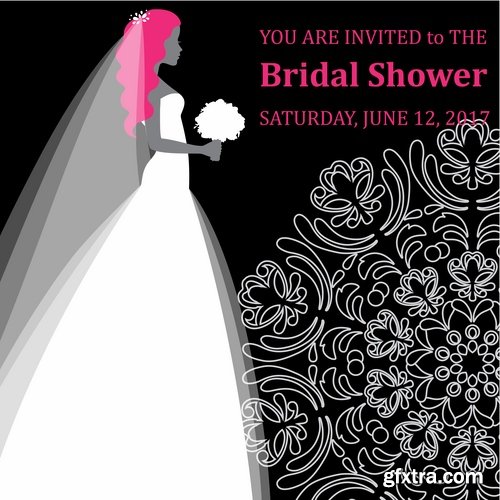 Collection of wedding dress the bride groom invitation card postcard cover a template 25 EPS