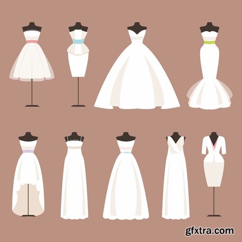 Collection of wedding dress the bride groom invitation card postcard cover a template 25 EPS