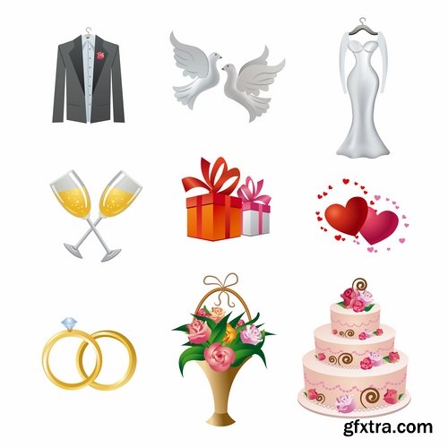 Collection of wedding dress the bride groom invitation card postcard cover a template 25 EPS