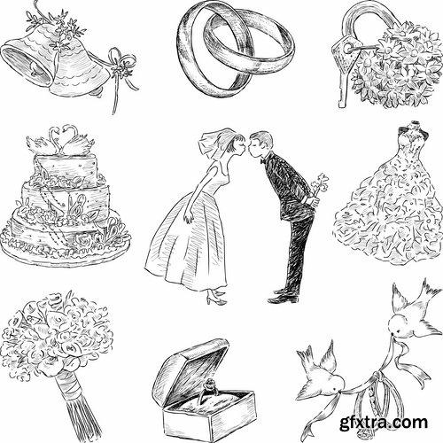 Collection of wedding dress the bride groom invitation card postcard cover a template 25 EPS