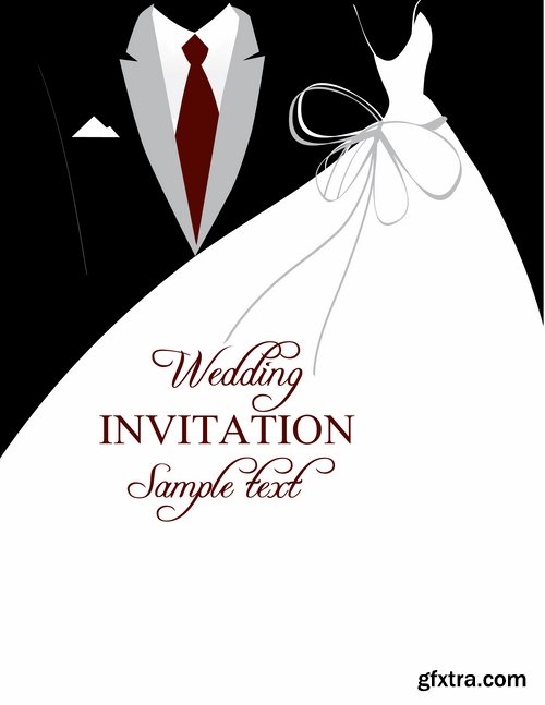 Collection of wedding dress the bride groom invitation card postcard cover a template 25 EPS