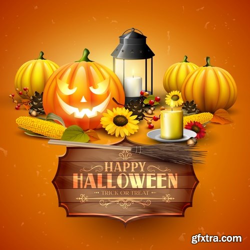 Collection of halloween pumpkin Thanksgiving autumn festival vector image 25 EPS