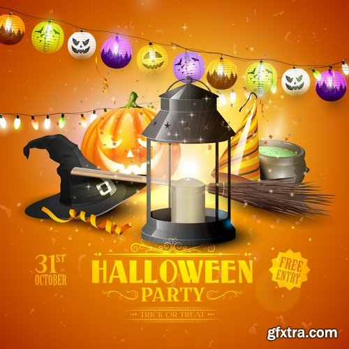 Collection of halloween pumpkin Thanksgiving autumn festival vector image 25 EPS