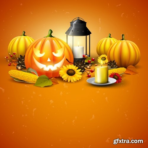 Collection of halloween pumpkin Thanksgiving autumn festival vector image 25 EPS