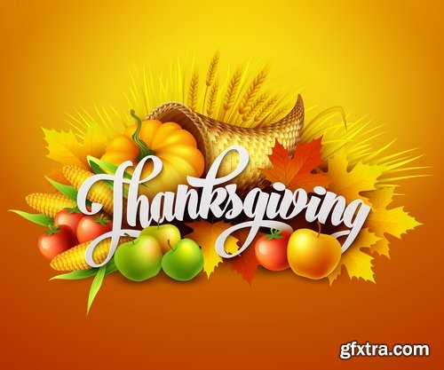 Collection of halloween pumpkin Thanksgiving autumn festival vector image 25 EPS